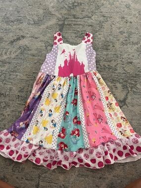 Girls Disney Princess Patchwork Dress - Pink, Purple, Teal
